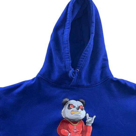 Streetwear Royal Blue Graphic Hoodie Featuring Panda Character & Money Design HE - Picture 5 of 12